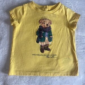 Ralph Lauren Kids Yellow Polo Bear Crewneck Cotton Tee Sz 6M